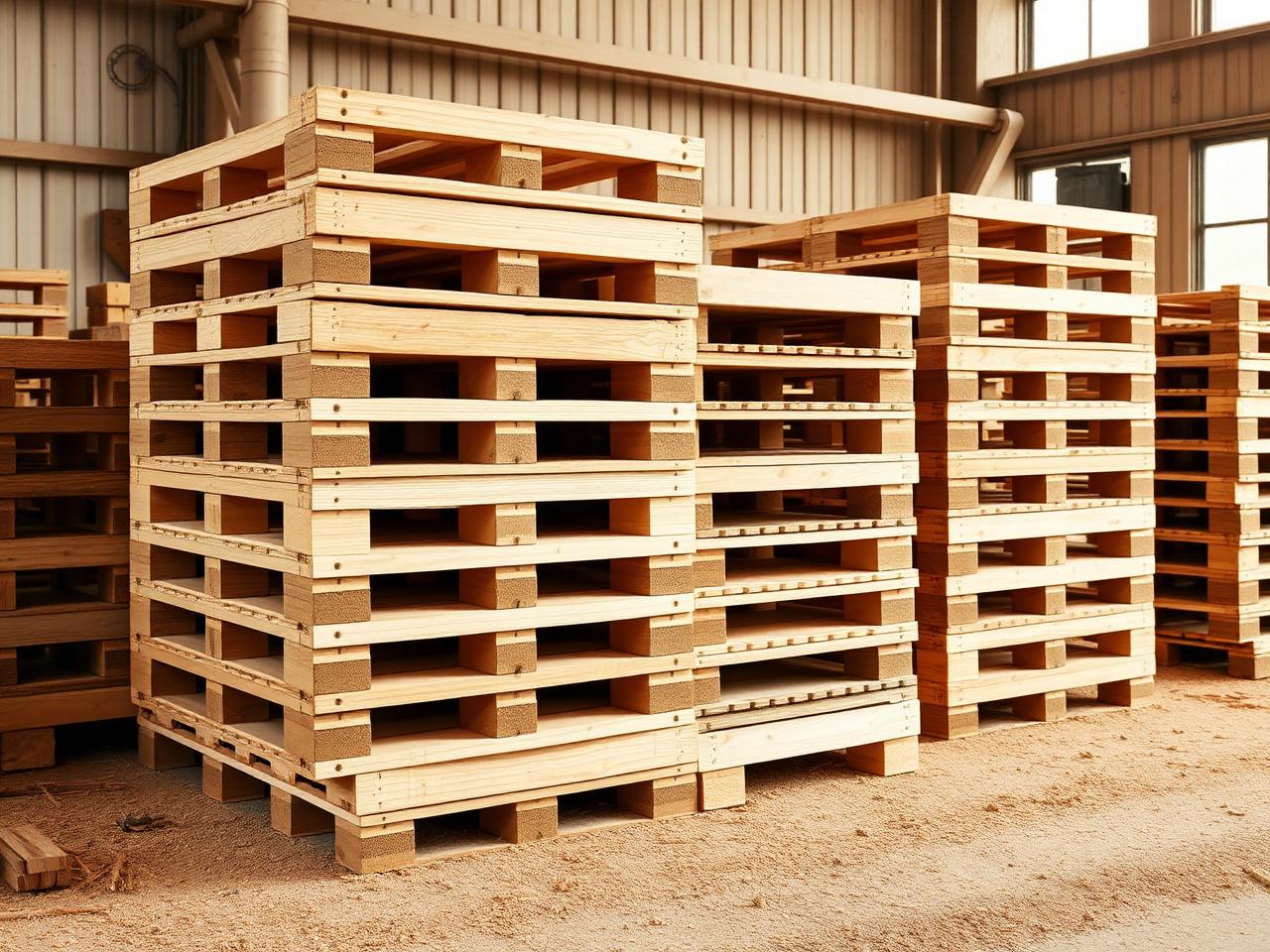 Photograph illustrating new wooden pallets